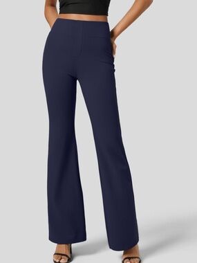 Halara Flex High Waisted Back Side Pocket Slight Flare Work Pants Dress Blues SP